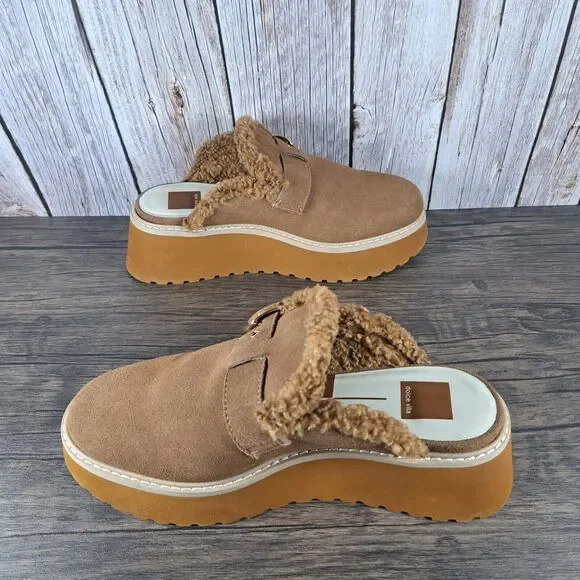 Dolce Vita Lelani Plush Flat Platform Mule Women's Sz 9 Pecan Suede (VGC) - Picture 5 of 9
